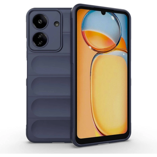 Xiaomi Poco C65 Kılıf Esnek TPU Oyuklu Arka Yüzey Tasarımlı Zore Etnik Silikon Kapak - Lacivert