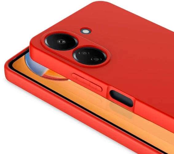 Xiaomi Poco C65 Kılıf İçi Kadife Mat Mara Lansman Silikon Kapak  - Kırmızı