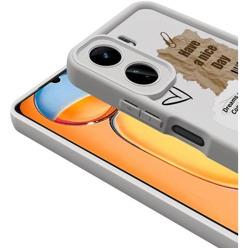 Xiaomi Poco C65 Kılıf Kamera Korumalı Baskılı Arka Yüzey Klas Kapak - Beyaz