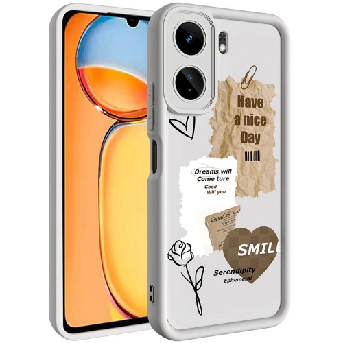 Xiaomi Poco C65 Kılıf Kamera Korumalı Baskılı Arka Yüzey Klas Kapak - Beyaz