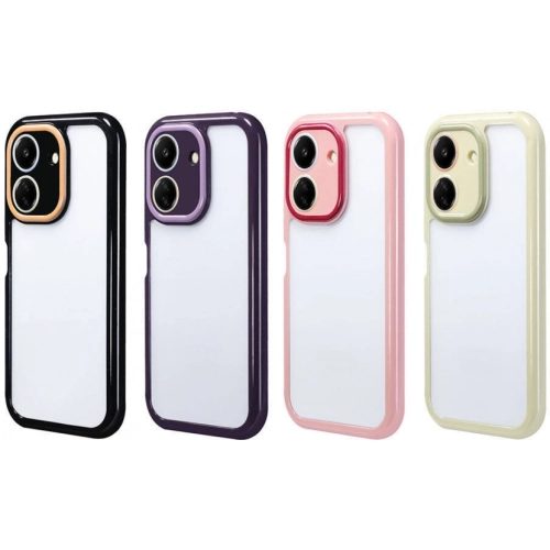 Xiaomi Poco C65 Kılıf Kamera Korumalı Renkli Kenar ve Çerçeve Tasarımlı Vitamin Kapak - Koyu Mor