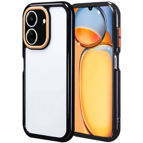 Xiaomi Poco C65 Kılıf Kamera Korumalı Renkli Kenar ve Çerçeve Tasarımlı Vitamin Kapak - Siyah