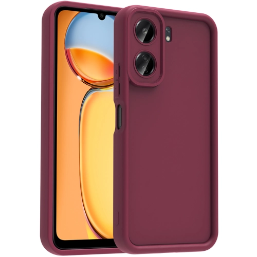 Xiaomi Poco C65 ile Uyumlu Kılıf Kamera Korumalı Silikon Ananas Kapak - Mürdüm