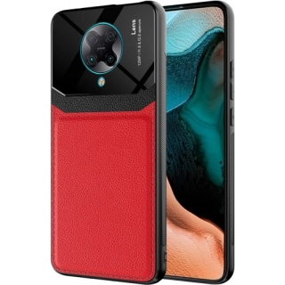 Xiaomi Poco F2 Pro Kılıf Deri Görünümlü Emiks Kapak - Kırmızı