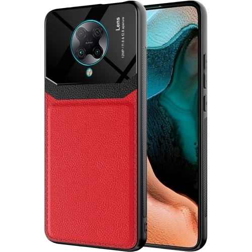 Xiaomi Poco F2 Pro Kılıf Deri Görünümlü Emiks Kapak - Kırmızı