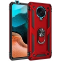 Xiaomi Poco F2 Pro Kılıf Silikon Zırhlı Standlı Yüzüklü Mıknatıslı Tank Kapak - Kırmızı