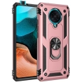 Xiaomi Poco F2 Pro Kılıf Silikon Zırhlı Standlı Yüzüklü Mıknatıslı Tank Kapak - Rose Gold