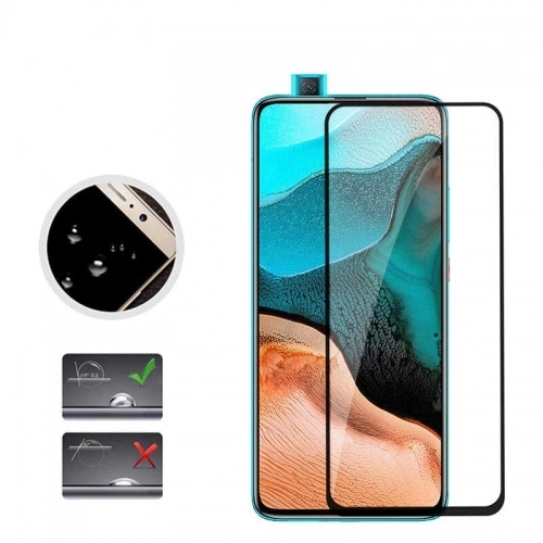 Xiaomi Poco F2 Pro Kırılmaz Cam Tam Kapatan Kenarları Kırılmaya Dayanıklı Cam Ekran Koruyucu - Siyah