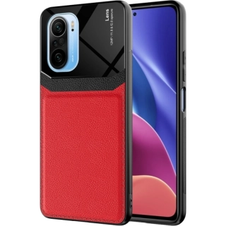 Xiaomi Poco F3 Kılıf Deri Görünümlü Emiks Kapak - Kırmızı