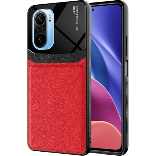 Xiaomi Poco F3 Kılıf Deri Görünümlü Emiks Kapak - Kırmızı