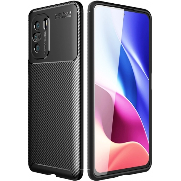 Xiaomi Poco F3 Kılıf Silikon Parmak İzi Bırakmayan Karbon Soft Negro Kapak - Siyah