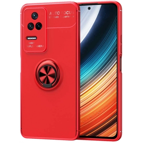 Xiaomi Poco F4 Kılıf Renkli Silikon Yüzüklü Standlı Auto Focus Ravel Kapak - Kırmızı