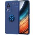 Xiaomi Poco F4 Kılıf Renkli Silikon Yüzüklü Standlı Auto Focus Ravel Kapak - Mavi