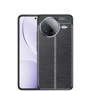 Xiaomi Poco F7 Pro Kılıf Deri Görünümlü Lüks Parmak İzi Bırakmaz Niss Silikon Kapak - Siyah