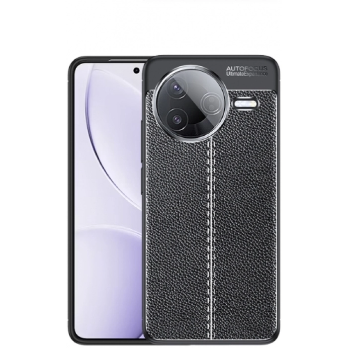 Xiaomi Poco F7 Pro Kılıf Deri Görünümlü Lüks Parmak İzi Bırakmaz Niss Silikon Kapak - Siyah