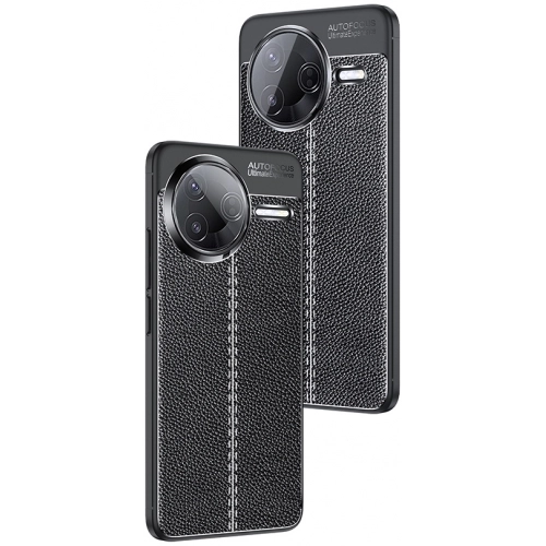 Xiaomi Poco F7 Pro Kılıf Deri Görünümlü Lüks Parmak İzi Bırakmaz Niss Silikon Kapak - Siyah