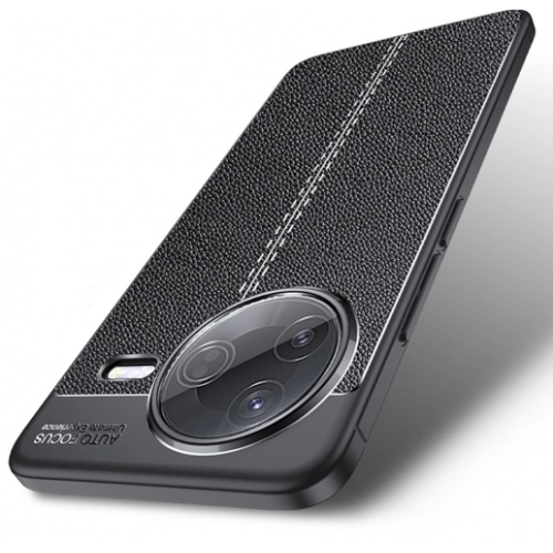 Xiaomi Poco F7 Pro Kılıf Deri Görünümlü Lüks Parmak İzi Bırakmaz Niss Silikon Kapak - Siyah