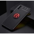 Xiaomi Poco M3 Kılıf Renkli Silikon Yüzüklü Standlı Auto Focus Ravel Kapak - Kırmızı - Siyah