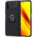 Xiaomi Poco M3 Kılıf Renkli Silikon Yüzüklü Standlı Auto Focus Ravel Kapak - Siyah