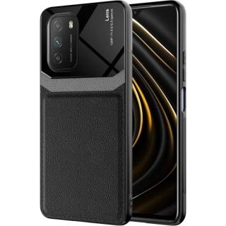 Xiaomi Poco M3 Kılıf Deri Görünümlü Emiks Kapak - Siyah