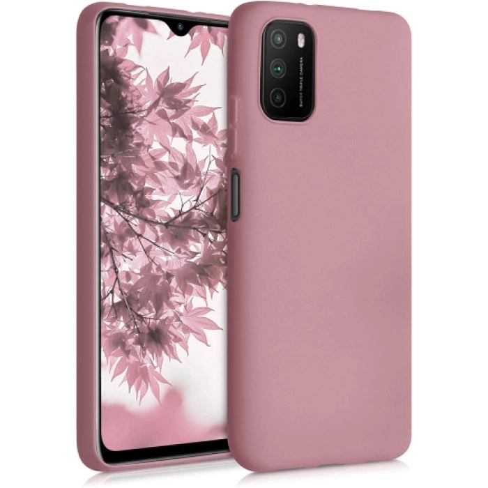 Xiaomi Poco M3 Kılıf İnce Soft Mat Renkli Esnek Silikon Kapak - Rose Gold