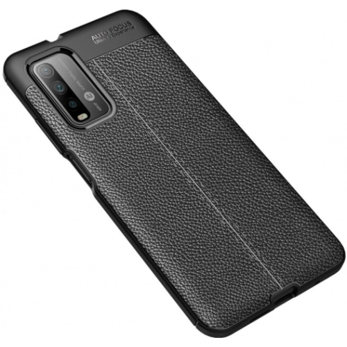 Xiaomi Poco M3 Kılıf Deri Görünümlü Lüks Parmak İzi Bırakmaz Niss Silikon Kapak - Siyah