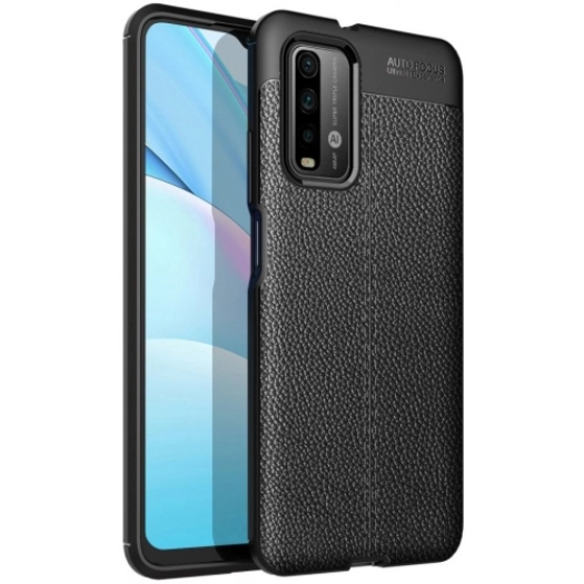 Xiaomi Poco M3 Kılıf Deri Görünümlü Lüks Parmak İzi Bırakmaz Niss Silikon Kapak - Siyah