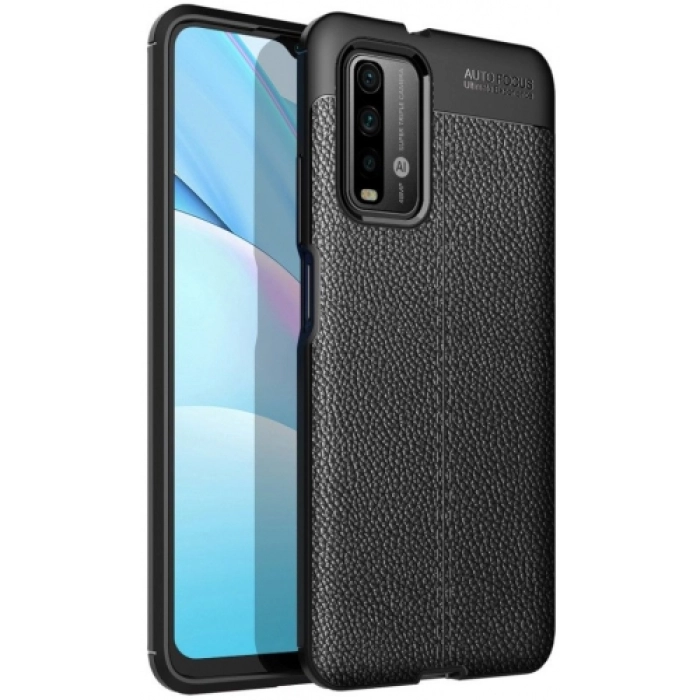 Xiaomi Poco M3 Kılıf Deri Görünümlü Lüks Parmak İzi Bırakmaz Niss Silikon Kapak - Siyah