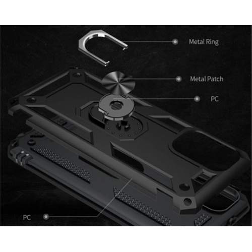 Xiaomi Poco M3 Kılıf Silikon Zırhlı Standlı Yüzüklü Mıknatıslı Tank Kapak - Gümüş