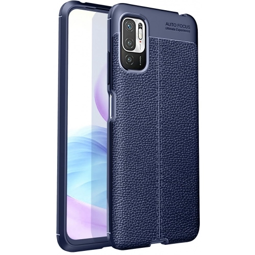 Xiaomi Poco M3 Pro Kılıf Deri Görünümlü Lüks Parmak İzi Bırakmaz Niss Silikon Kapak - Lacivert