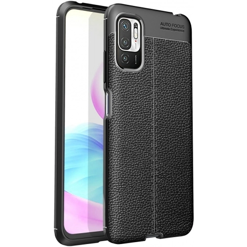 Xiaomi Poco M3 Pro Kılıf Deri Görünümlü Lüks Parmak İzi Bırakmaz Niss Silikon Kapak - Siyah