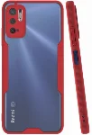 Xiaomi Poco M3 Pro Kılıf Kamera Lens Korumalı Arkası Şeffaf Silikon Kapak - Kırmızı