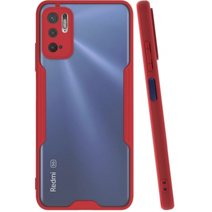 Xiaomi Poco M3 Pro Kılıf Renkli Silikon Kamera Lens Korumalı Şeffaf Parfe Kapak - Kırmızı