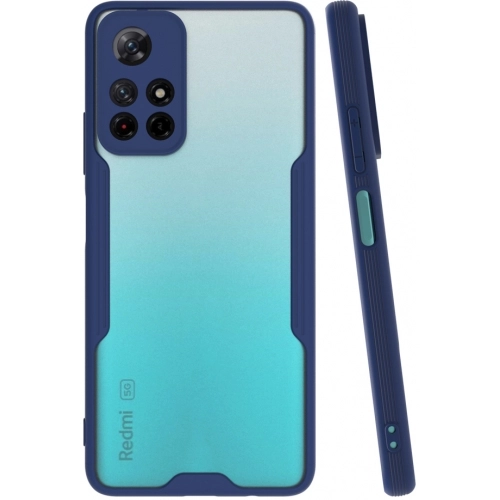 Xiaomi Poco M4 Pro 5G Kılıf Renkli Silikon Kamera Lens Korumalı Şeffaf Parfe Kapak - Lacivert