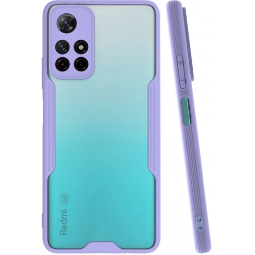 Xiaomi Poco M4 Pro 5G Kılıf Renkli Silikon Kamera Lens Korumalı Şeffaf Parfe Kapak - Lila