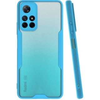 Xiaomi Poco M4 Pro 5G Kılıf Renkli Silikon Kamera Lens Korumalı Şeffaf Parfe Kapak - Mavi