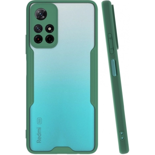 Xiaomi Poco M4 Pro 5G Kılıf Renkli Silikon Kamera Lens Korumalı Şeffaf Parfe Kapak - Yeşil