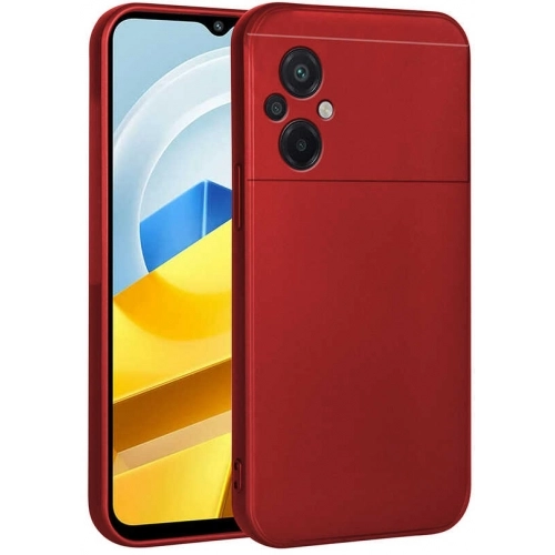Xiaomi Poco M5 Kılıf İnce Soft Mat Renkli Esnek Silikon Kapak - Kırmızı