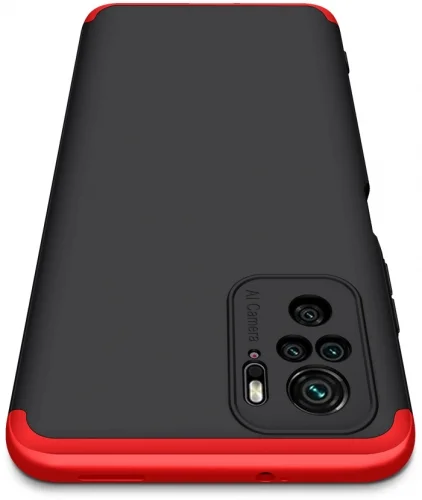 Xiaomi Poco M5s Kılıf 3 Parçalı 360 Tam Korumalı Rubber AYS Kapak - Gri Siyah