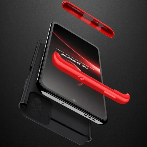 Xiaomi Poco M5s Kılıf 3 Parçalı 360 Tam Korumalı Rubber AYS Kapak - Kırmızı