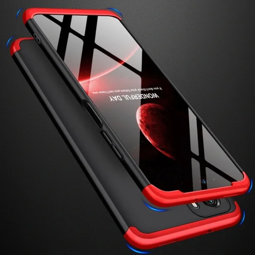 Xiaomi Poco M5s Kılıf 3 Parçalı 360 Tam Korumalı Rubber AYS Kapak - Kırmızı Siyah