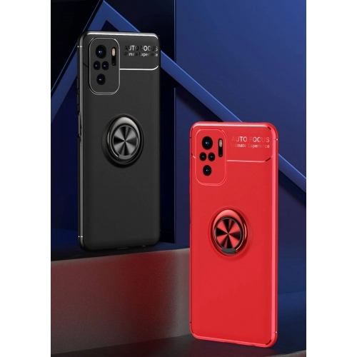 Xiaomi Poco M5s Kılıf Renkli Silikon Yüzüklü Standlı Auto Focus Ravel Kapak - Kırmızı