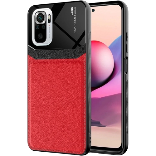 Xiaomi Poco M5s Kılıf Deri Görünümlü Emiks Kapak - Kırmızı