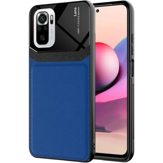 Xiaomi Poco M5s Kılıf Deri Görünümlü Emiks Kapak - Mavi