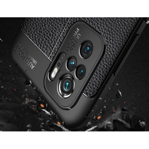 Xiaomi Poco M5s Kılıf Deri Görünümlü Lüks Parmak İzi Bırakmaz Niss Silikon Kapak - Siyah