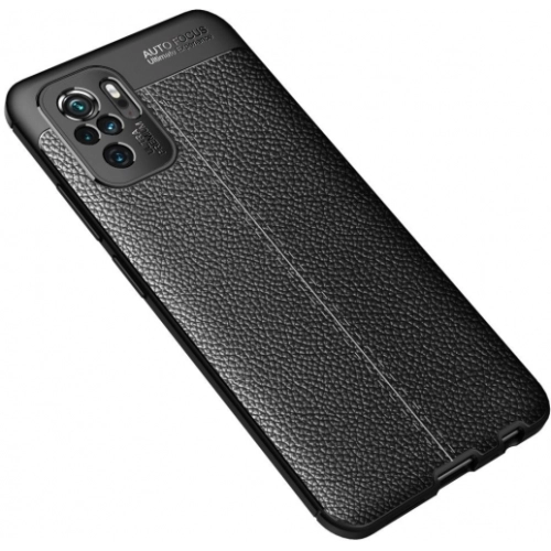 Xiaomi Poco M5s Kılıf Deri Görünümlü Lüks Parmak İzi Bırakmaz Niss Silikon Kapak - Siyah