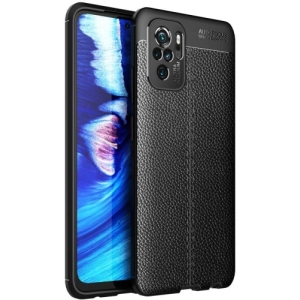 Xiaomi Poco M5s Kılıf Deri Görünümlü Lüks Parmak İzi Bırakmaz Niss Silikon Kapak - Siyah