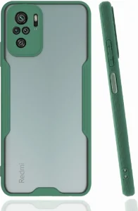 Xiaomi Poco M5s Kılıf Kamera Lens Korumalı Arkası Şeffaf Silikon Kapak - Yeşil