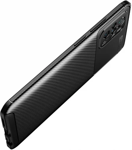 Xiaomi Poco M5s Kılıf Karbon Serisi Mat Fiber Silikon Negro Kapak - Lacivert