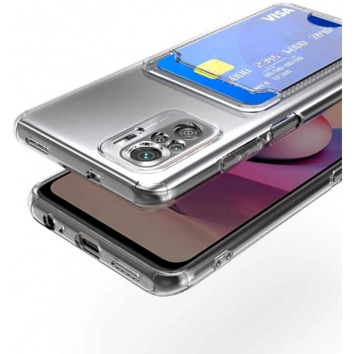 Xiaomi Poco M5s Kılıf Kartlıklı Şeffaf Esnek Silikon Kamera Korumalı